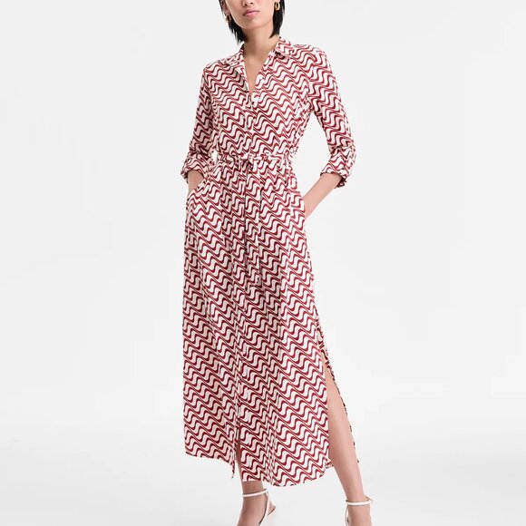 NWT Women's Printed Shirt Maxi Dress, Exclusively at Macy's - Picture 1 of 5
